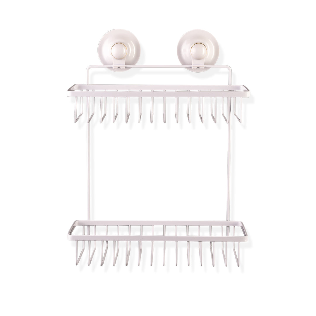 Double Rectangular Shelf Removable Suction WHITE