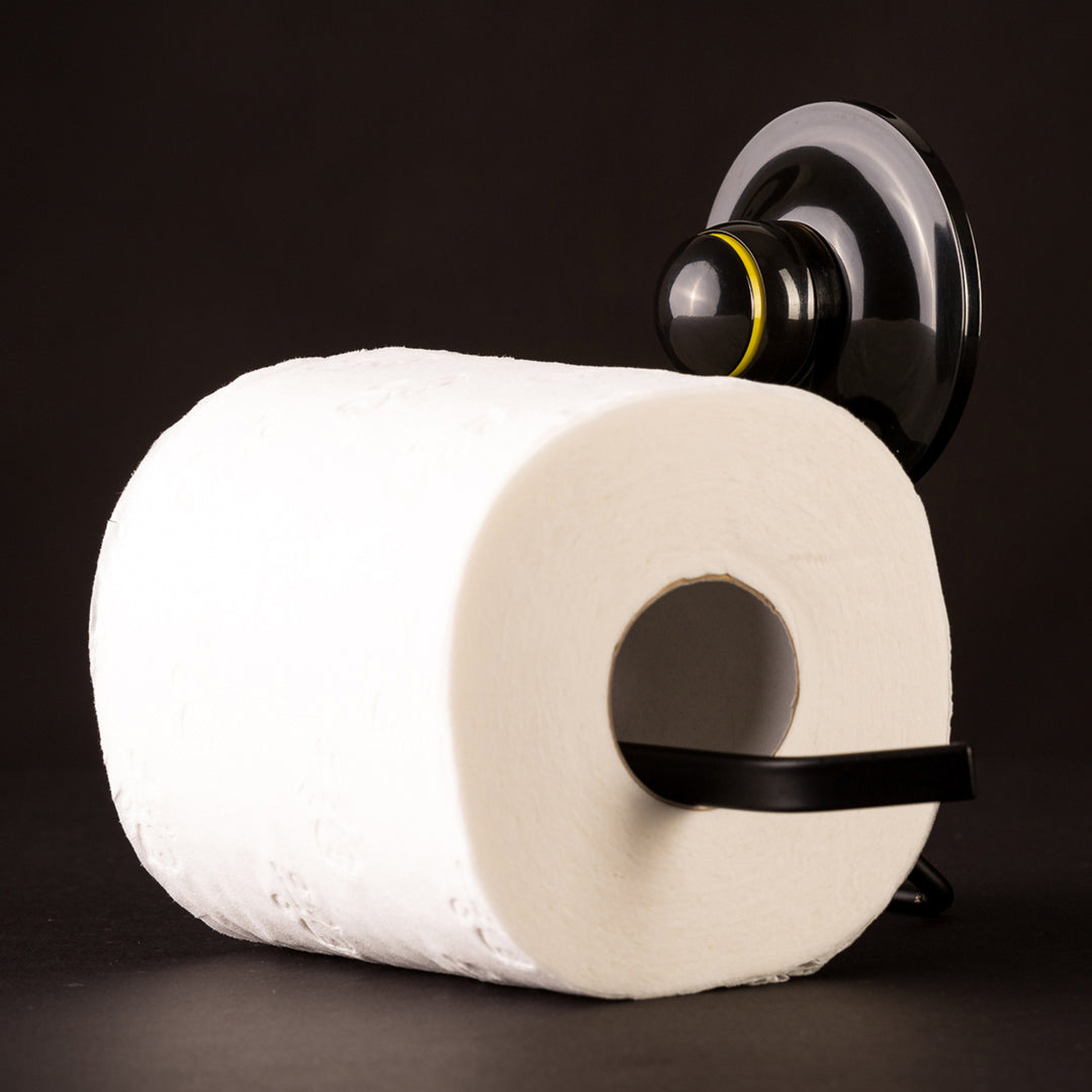 Toilet Roll Holder Removable Suction BLACK