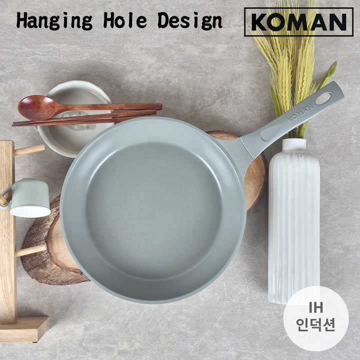 KOMAN Shinewon Vinch IH Frypan Frying Pan 28cm Non-stick Induction Ceramic GREY