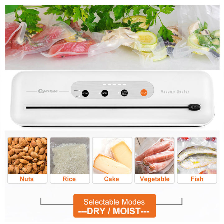 SANSAI 110W Vacuum Food Sealer Fresh Storage Sous Vide WHITE