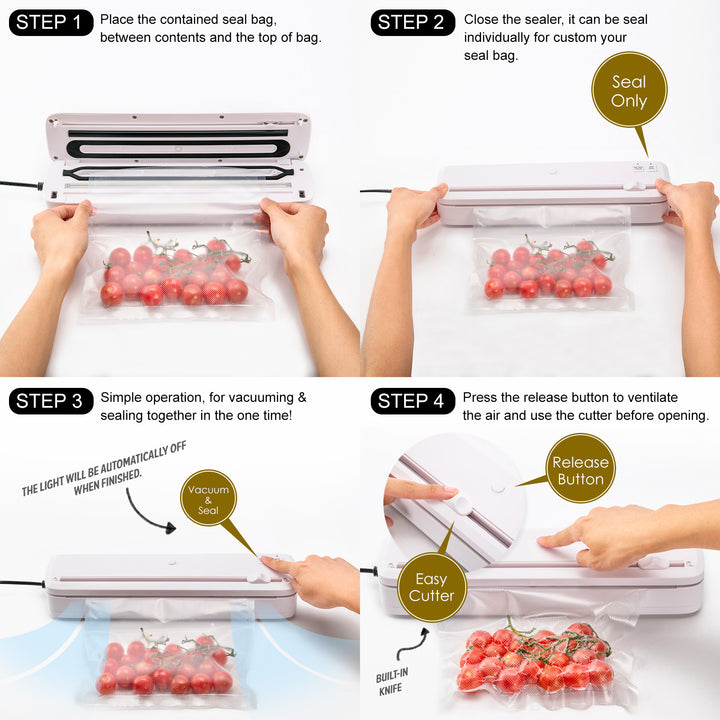 Kitchen Vacuum Food Sealer Sous Vide Machine 100W WHITE