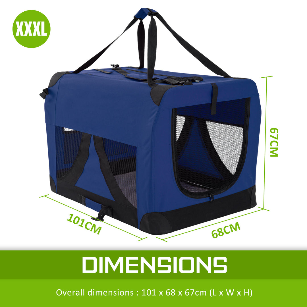 Portable Soft Dog Cage Crate Carrier XXXL BLUE