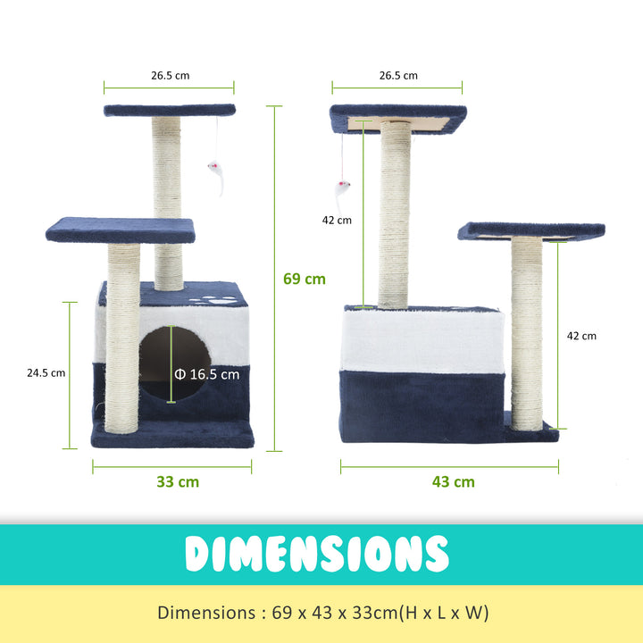 Cat Tree Multi Level Scratcher MONO 69cm BLUE