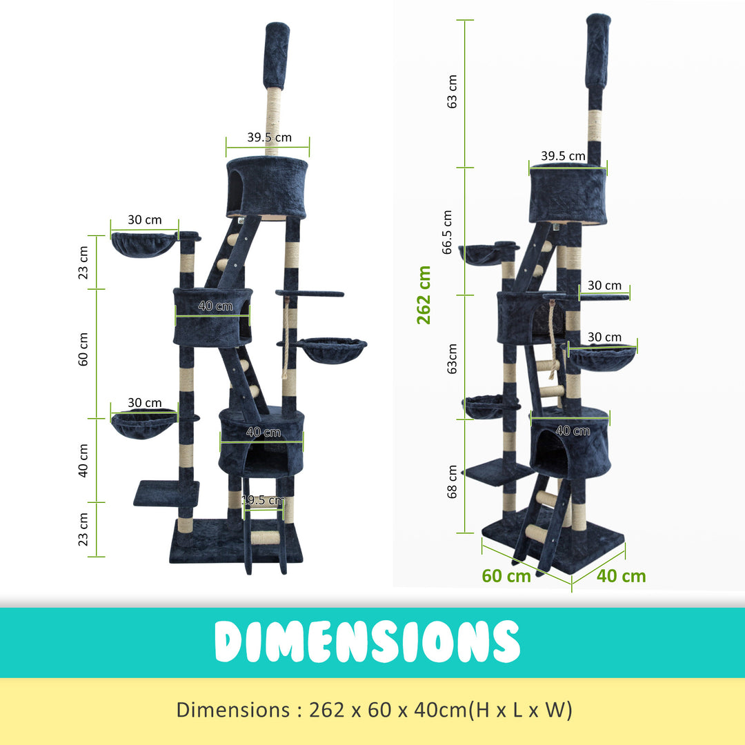 Cat Tree Multi Level Scratcher PARADISE 262cm BLUE