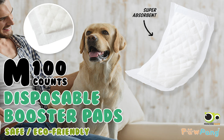 100X Pet Dog Diaper Liners Booster Pads Disposable Adhesive Travel M