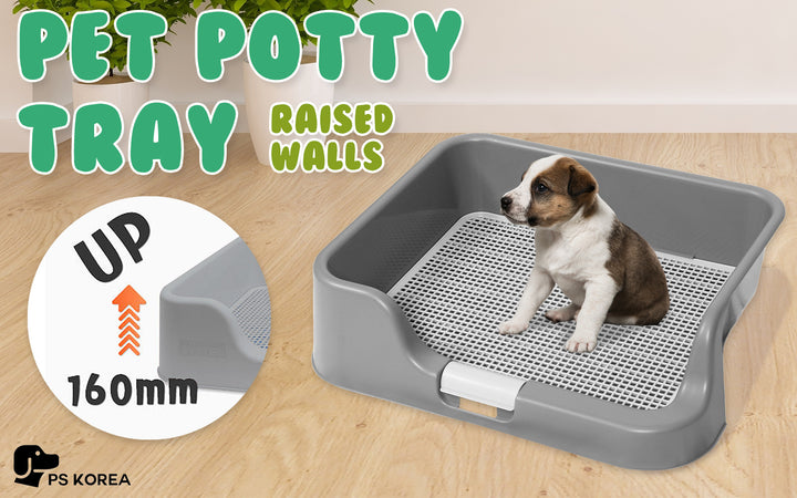 Dog Pet Potty Tray Training Toilet Raised Walls T1 GREY