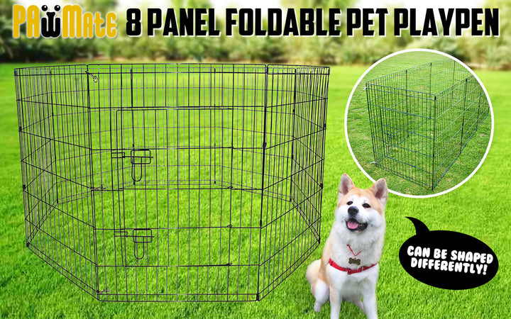 Pet Playpen Foldable Dog Cage 8 Panel 36in with Cover