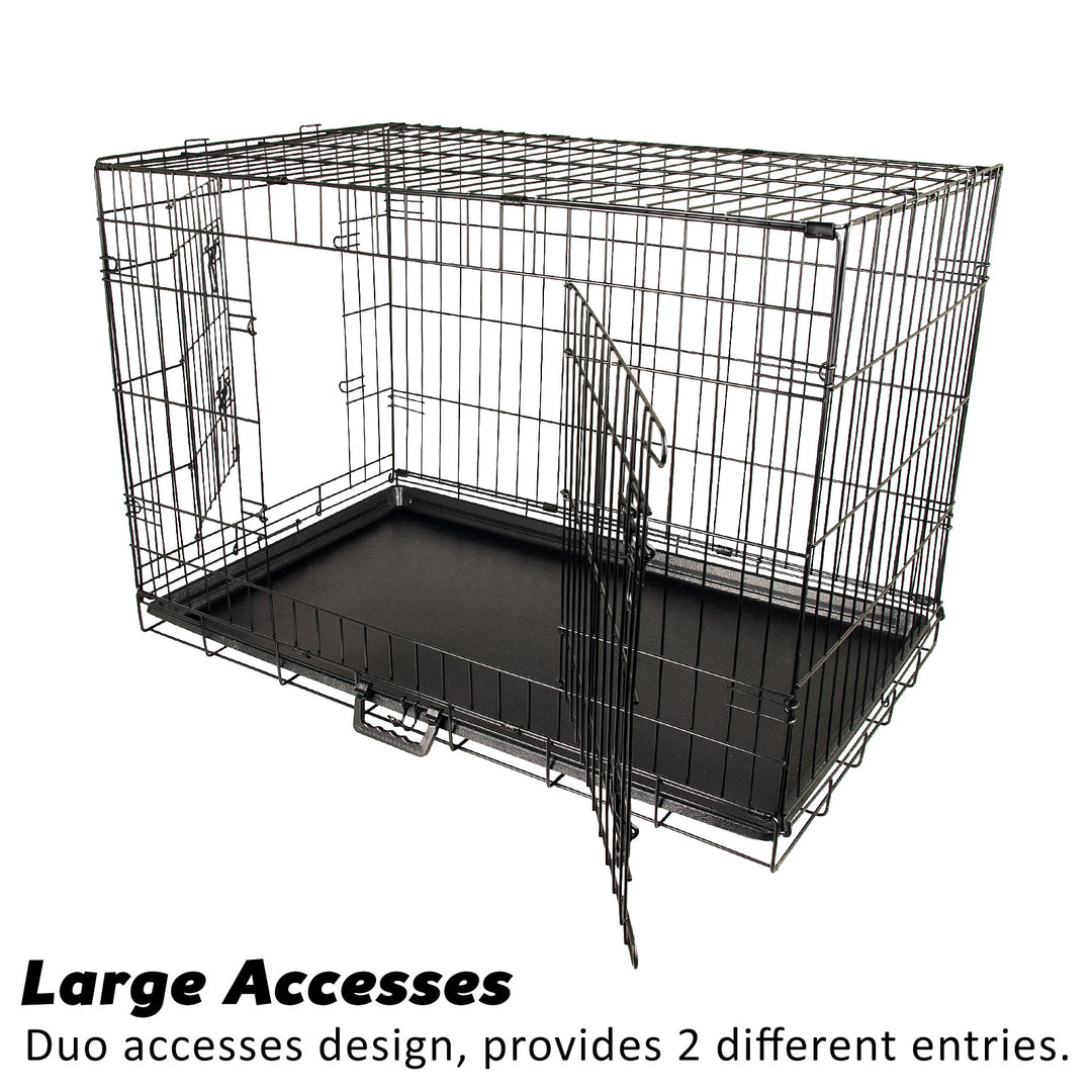 Wire Dog Cage Foldable Crate Kennel 24in with Tray