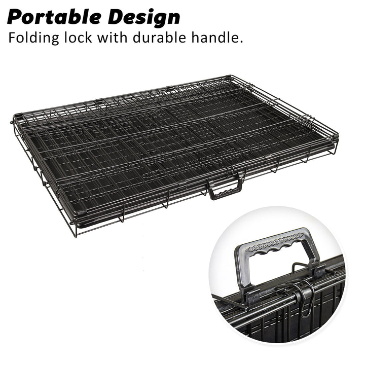 Wire Dog Cage Foldable Crate Kennel 24in with Tray