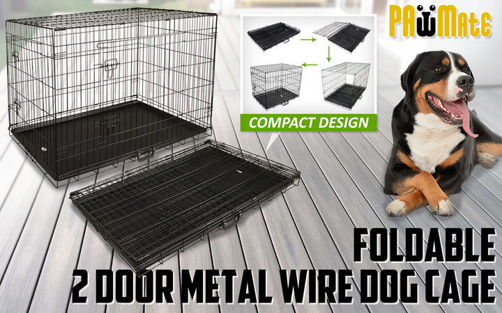 Wire Dog Cage Foldable Crate Kennel 30in with Tray