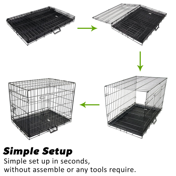 Wire Dog Cage Crate 36in with Tray + Cushion Mat + PINK Cover Combo