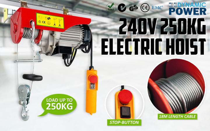 Electric Hoist Remote Chain Lift 240V 510w 125/250KG