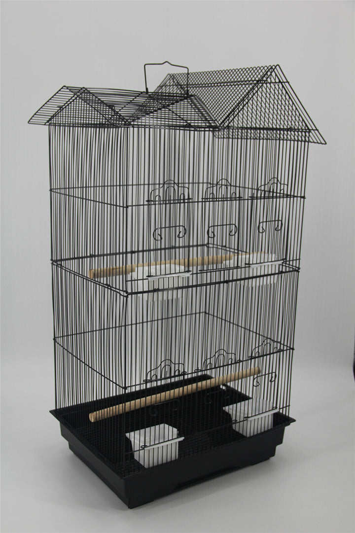 YES4PETS 4 X Medium Size Bird Cage Parrot Budgie Aviary with Perch - Black