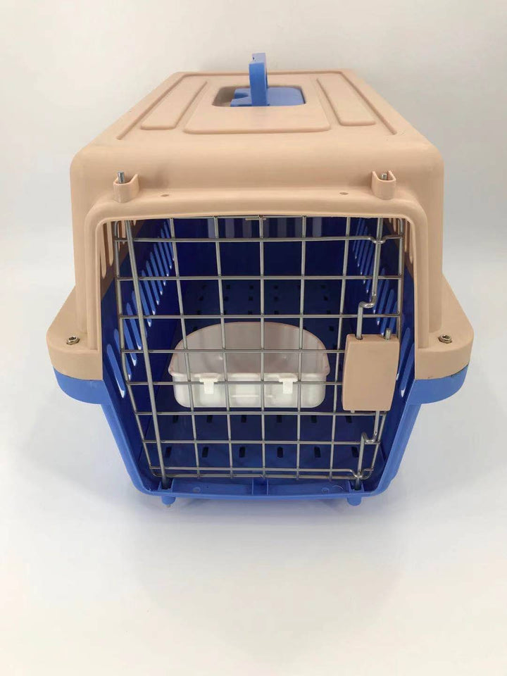 YES4PETS Medium Dog Cat Crate Pet Rabbit Carrier Airline Cage With Bowl & Tray-Blue