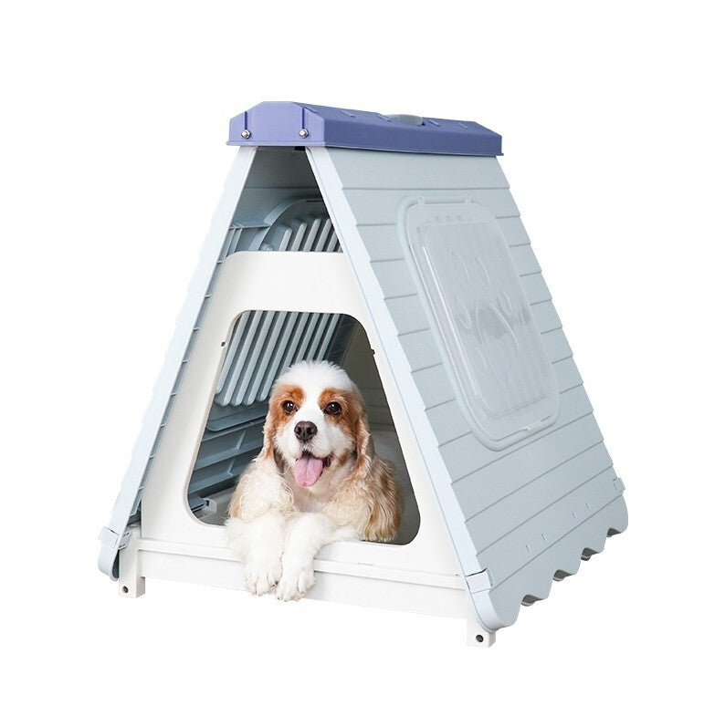 YES4PETS Small Foldable Plastic Pet Dog Puppy Cat House Kennel Blue