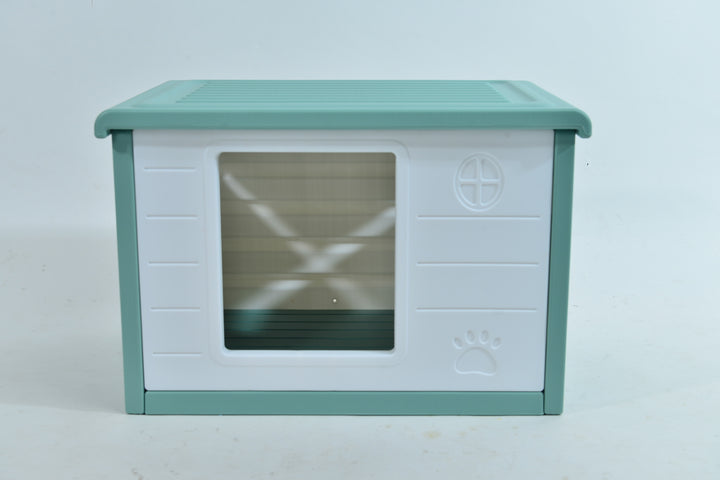 YES4PETS Small Plastic Pet Dog Puppy Cat House Kennel Green