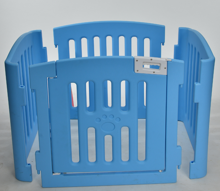 YES4PETS 4 Panel Plastic Pet Pen Pet Foldable Fence Dog Fence Enclosure With Gate Blue