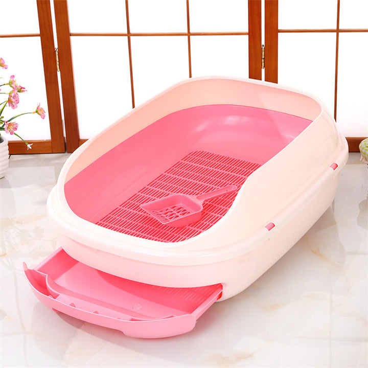 YES4PETS Medium Portable Cat Toilet Litter Box Tray with Scoop and Grid Tray-Pink