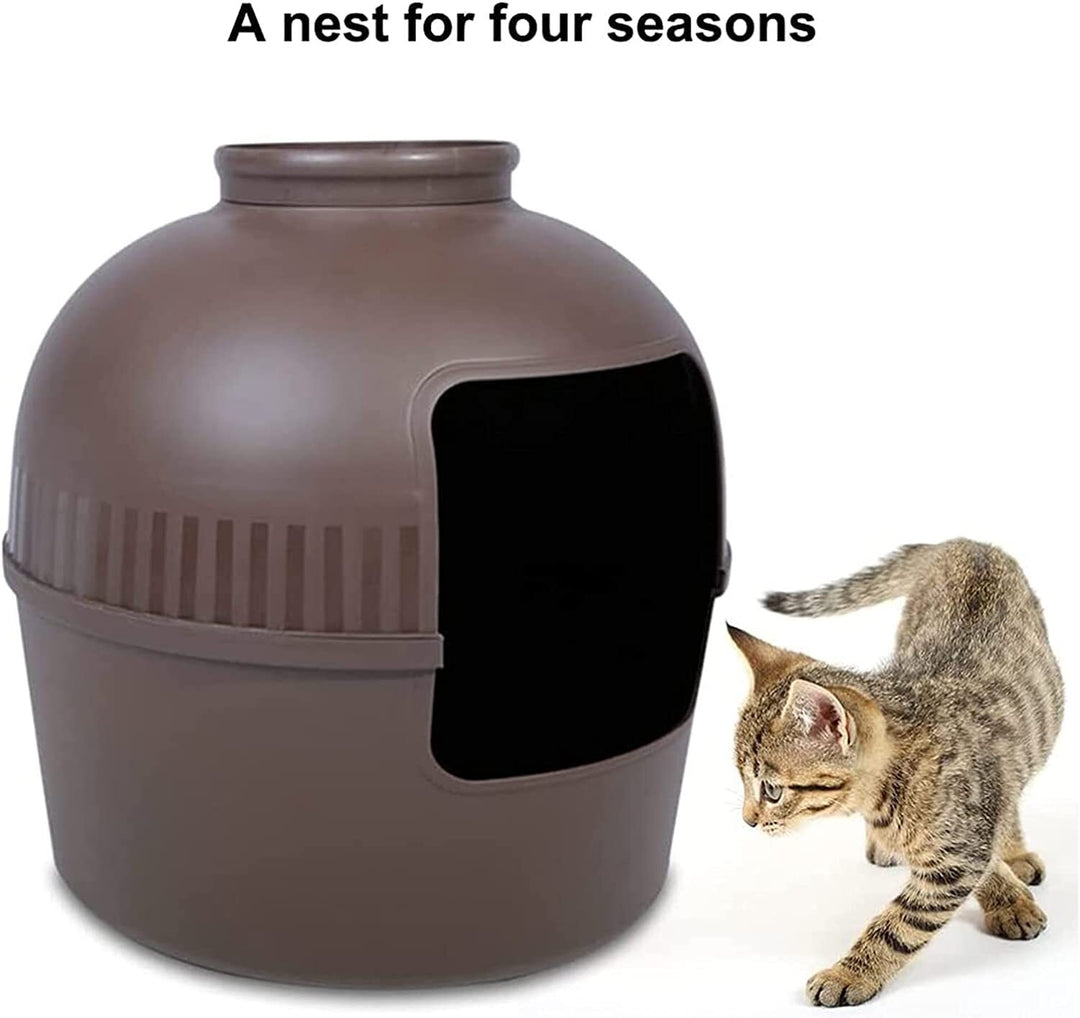 YES4PETS Multifunctional Cat Litter Box Pet Cat House Semi-Enclosed Brown