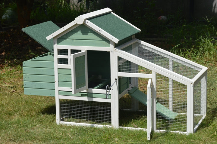 YES4PETS Green Small Chicken coop with nesting box for 2 Chickens / Rabbit Hutch