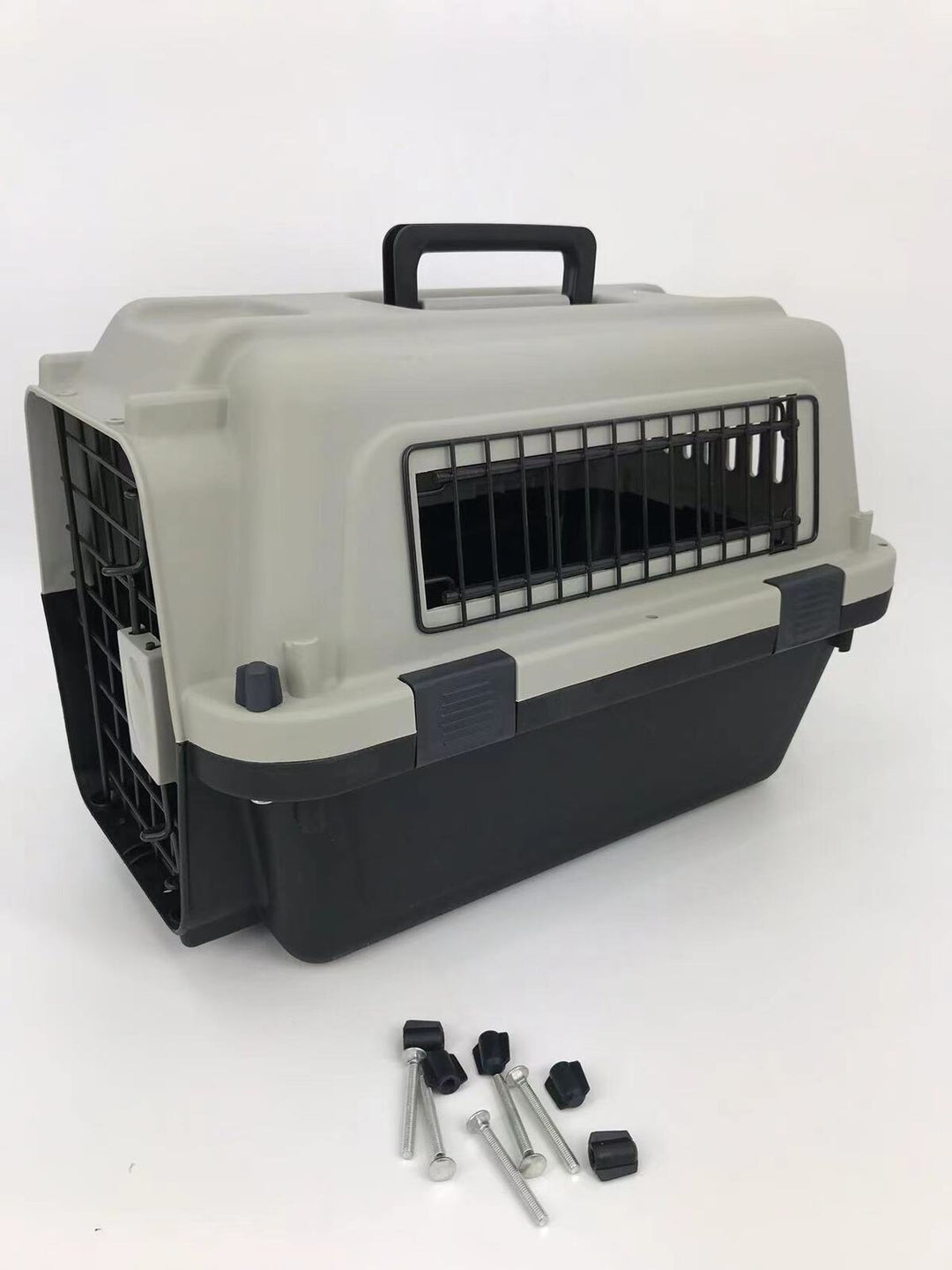 YES4PETS Medium Portable Pet Dog Cat Carrier Travel Bag Cage House Safety Lockable Kennel Grey