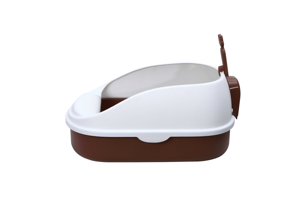 YES4PETS Medium Portable Cat Toilet Litter Box Tray with Scoop Brown