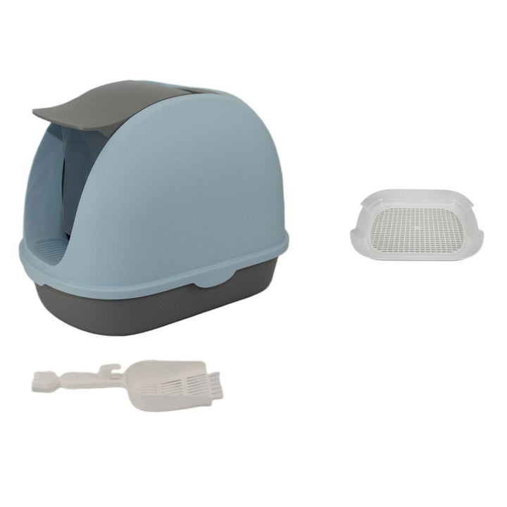 YES4PETS Portable Hooded Cat Toilet Litter Box Tray House with Handle and Scoop Blue