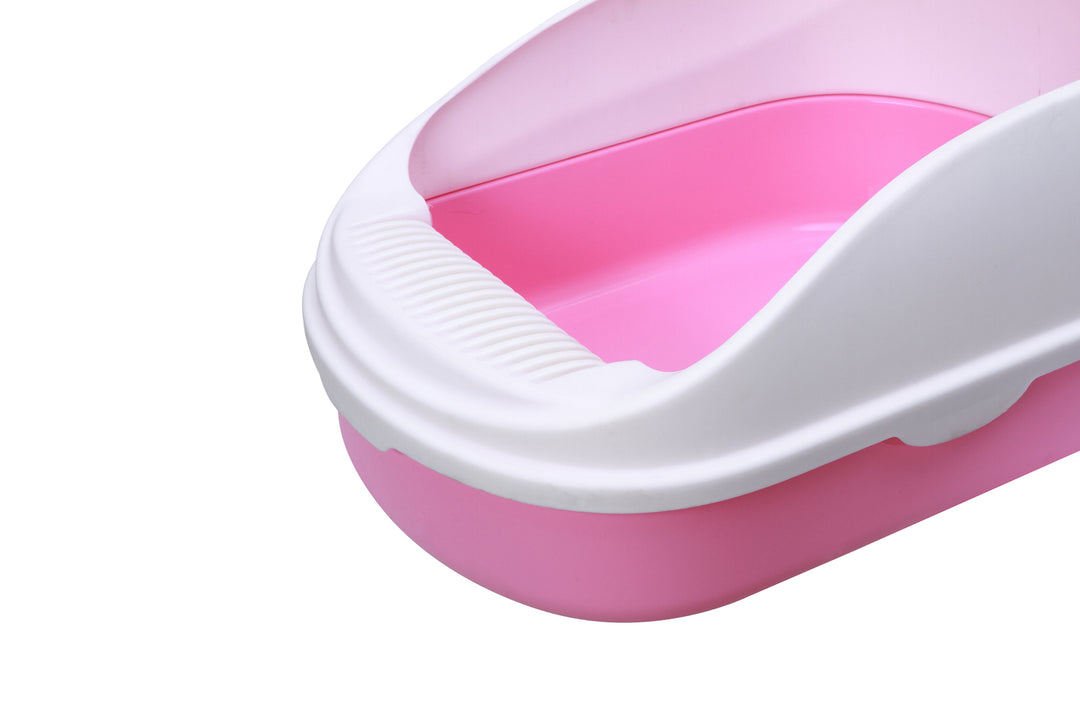 YES4PETS Large Portable Cat Toilet Litter Box Tray with Scoop and Grid Tray Pink