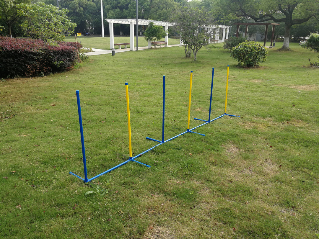 YES4PETS Portable Dog Puppy Training Practice Weave Poles Agility Post Set