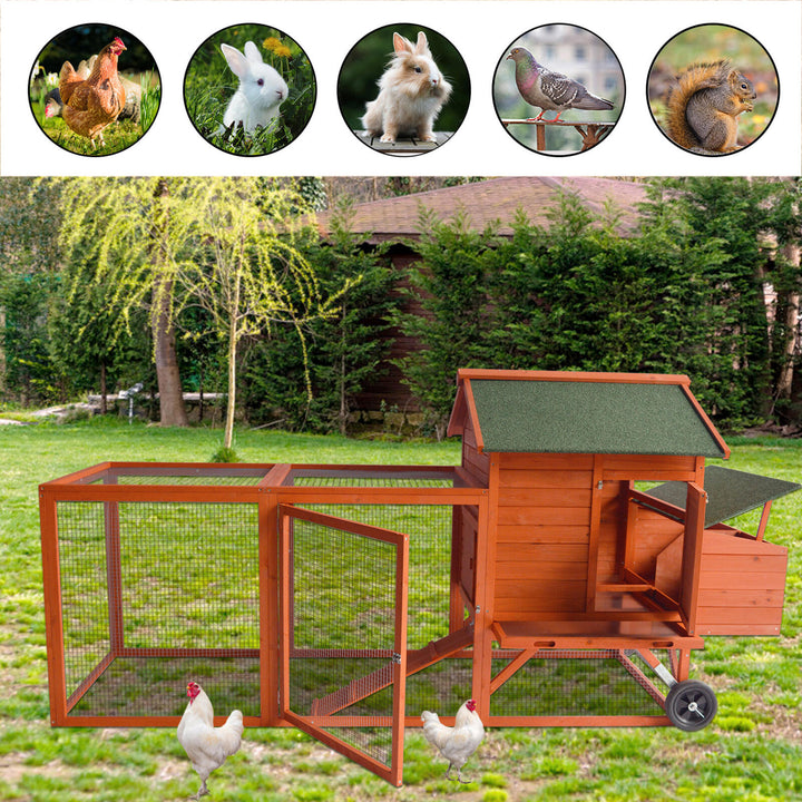 YES4PETS 248 cm XL Chicken Coop Rabbit Hutch Ferret Hen Guinea Pig House With Wheels