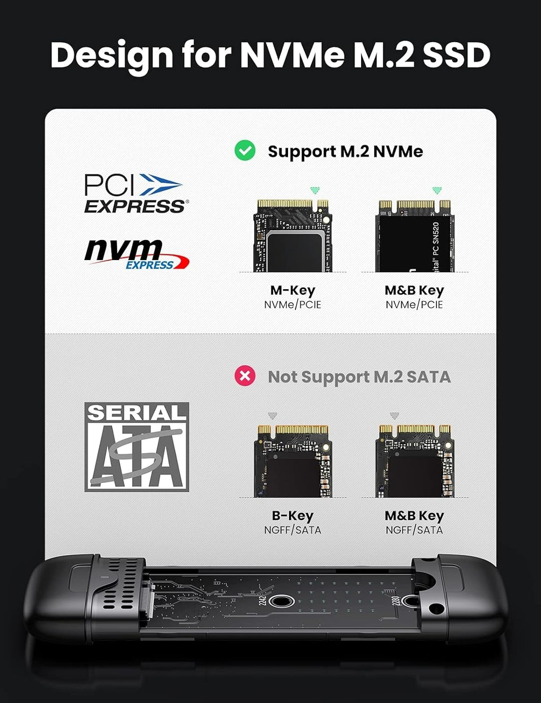 UGREEN 70532 M.2 PCI-E NVME SSD Enclosure (10Gbps)