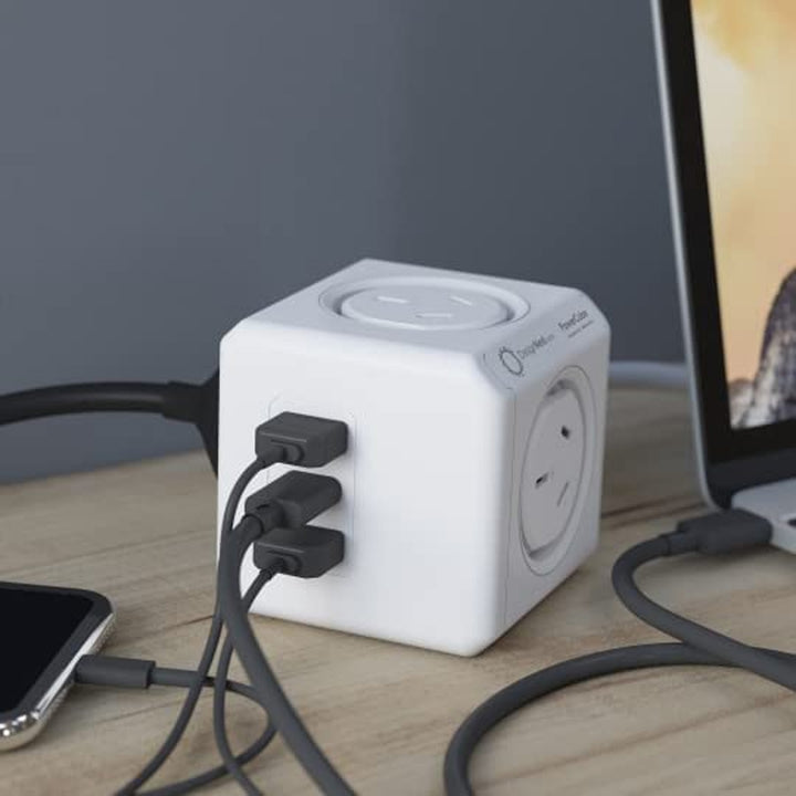 Allocacoc PowerCube Extended 4 Outlets 2 USB-A + 1 USB-C PD 20W with Surge 1.5M White (11407-AUEUAC)