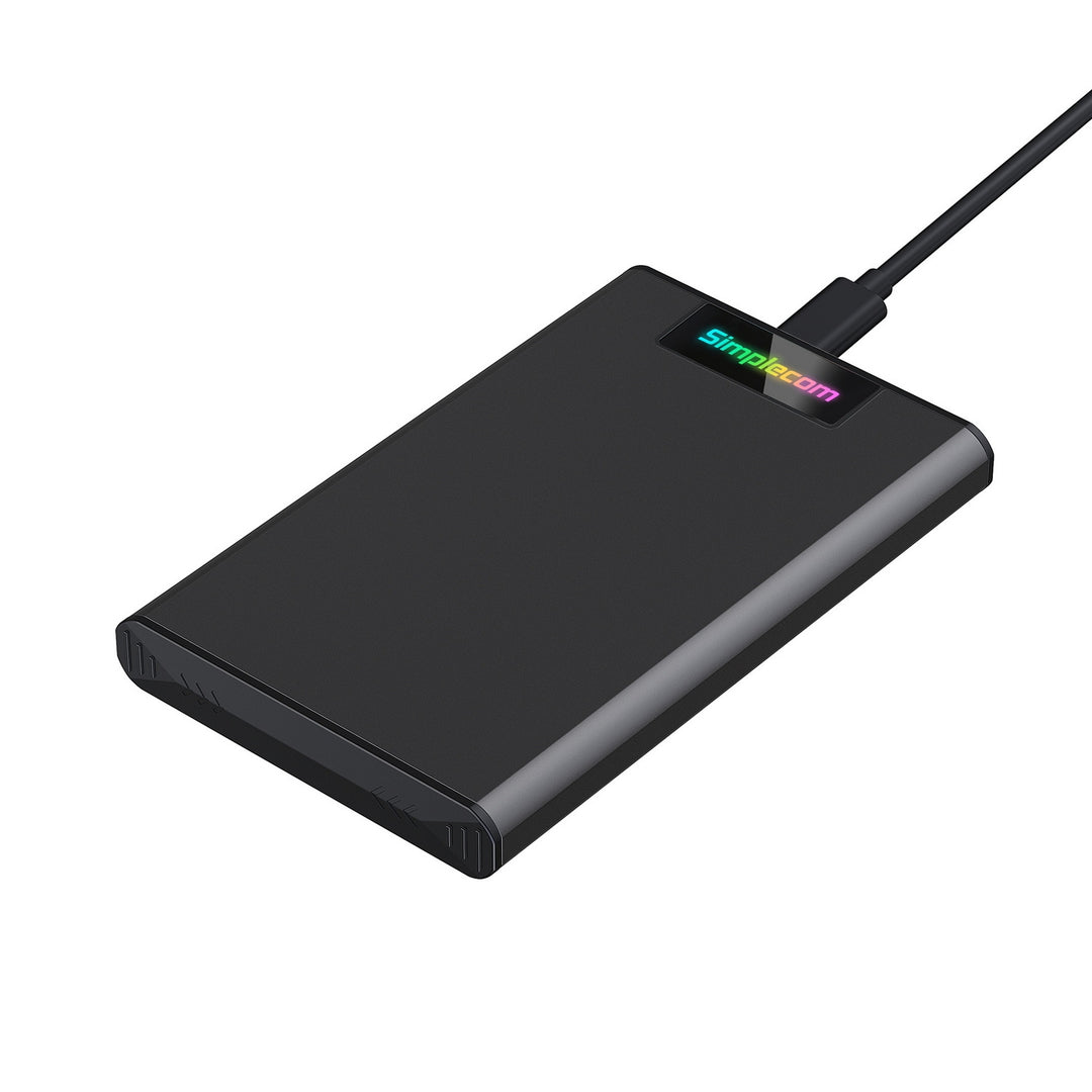 Simplecom SE239 Tool-free 2.5" SATA HDD SSD to USB-C Enclosure with RGB Lights USB 3.2 Gen 2