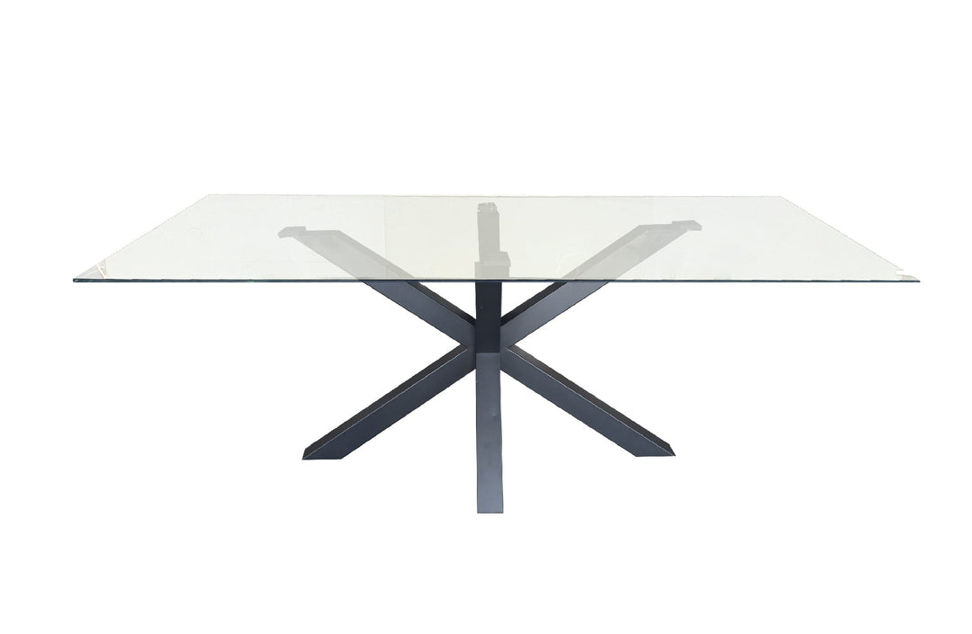 Miles Black With Clear Glass Dining Table - 90cm x 180cm