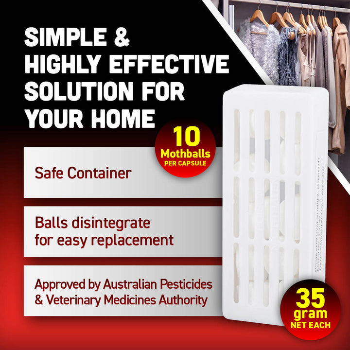 SAS Pest Control 72PCE Mothballs In Plastic Casing Fast Acting 35g