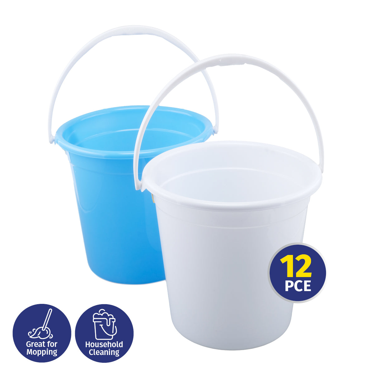 Xtra Kleen 12PCE 12L Household Bucket Multipurpose Stackable 25 x 29cm