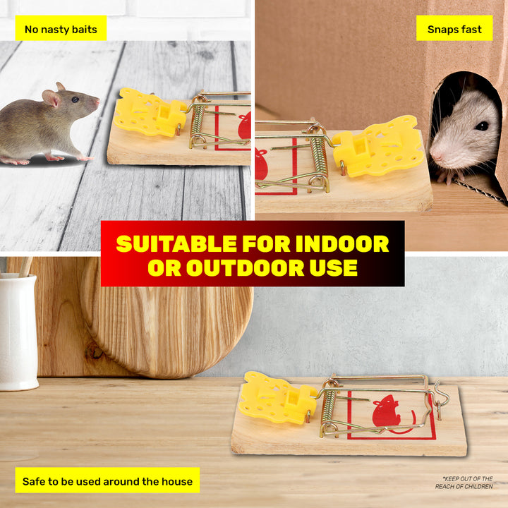 SAS Pest Control 48PCE Mice Rodent Traps Wooden Powerful Spring 10cm x 4.5cm