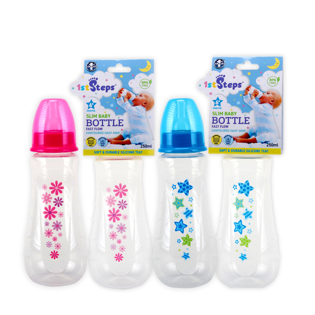 1st Steps 12PCE 250ml Baby Bottles Narrow Neck Fast Flow Teat BPA Free