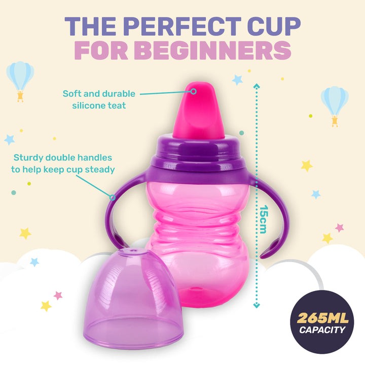 1st Steps 12PCE 265ml Sippy Cups Removable Handles Soft Silicone Teats