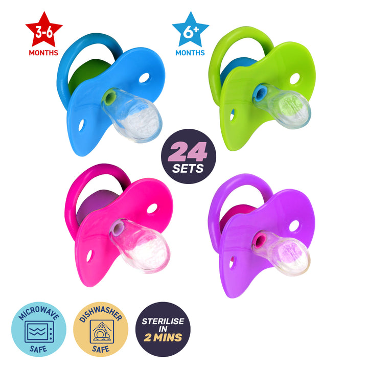 1st Steps 24PCE Orthodontic Silicone Pacifiers Sterilising Cases 3-6+ Months