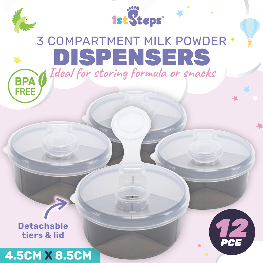 1st Steps 12PCE Formula Powder Dispensers Pre-Measured Portions 4.5 x 8.5cm