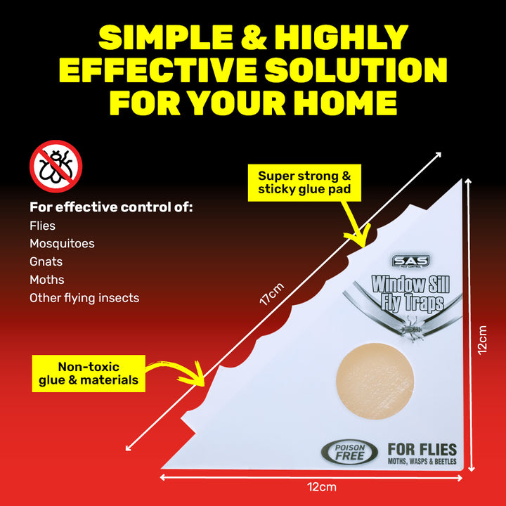 SAS Pest Control 216PCE Window Sill Fly/Insect Traps Ready To Use 12 x 17cm