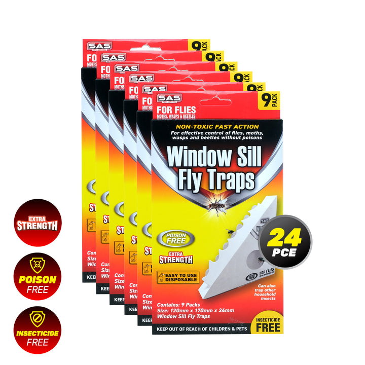 SAS Pest Control 216PCE Window Sill Fly/Insect Traps Ready To Use 12 x 17cm