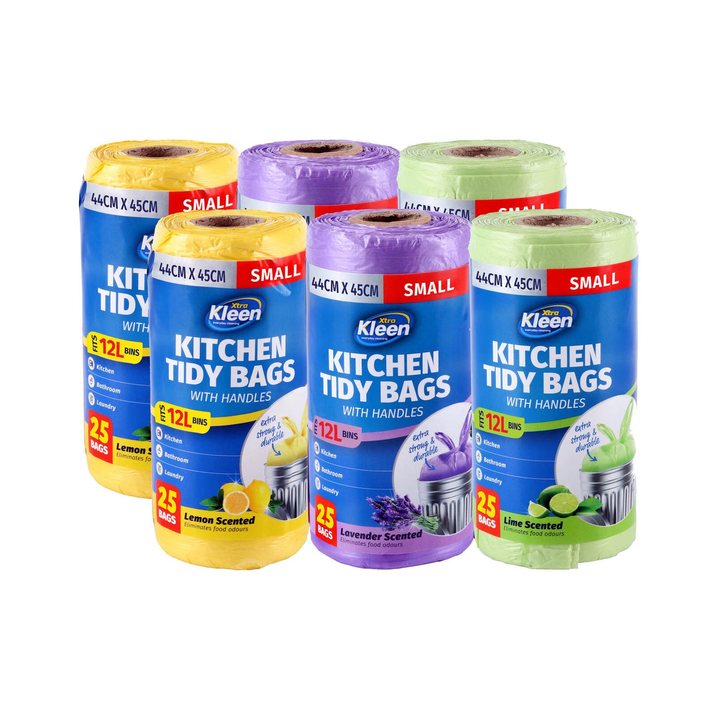 Xtra Kleen 600PCE Scented Kitchen Tidy 12L Garbage Bag Handles Small 44 x 45cm