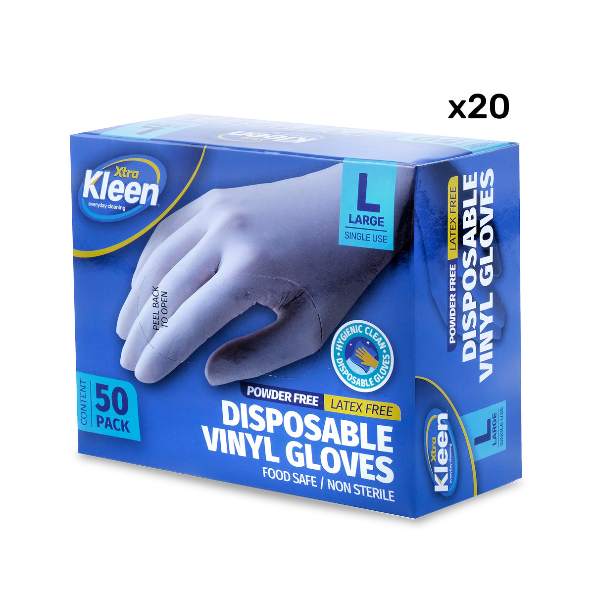 Xtra Kleen 1000PCE Disposable Gloves Latex & Powder Free Food Safe L Sizing