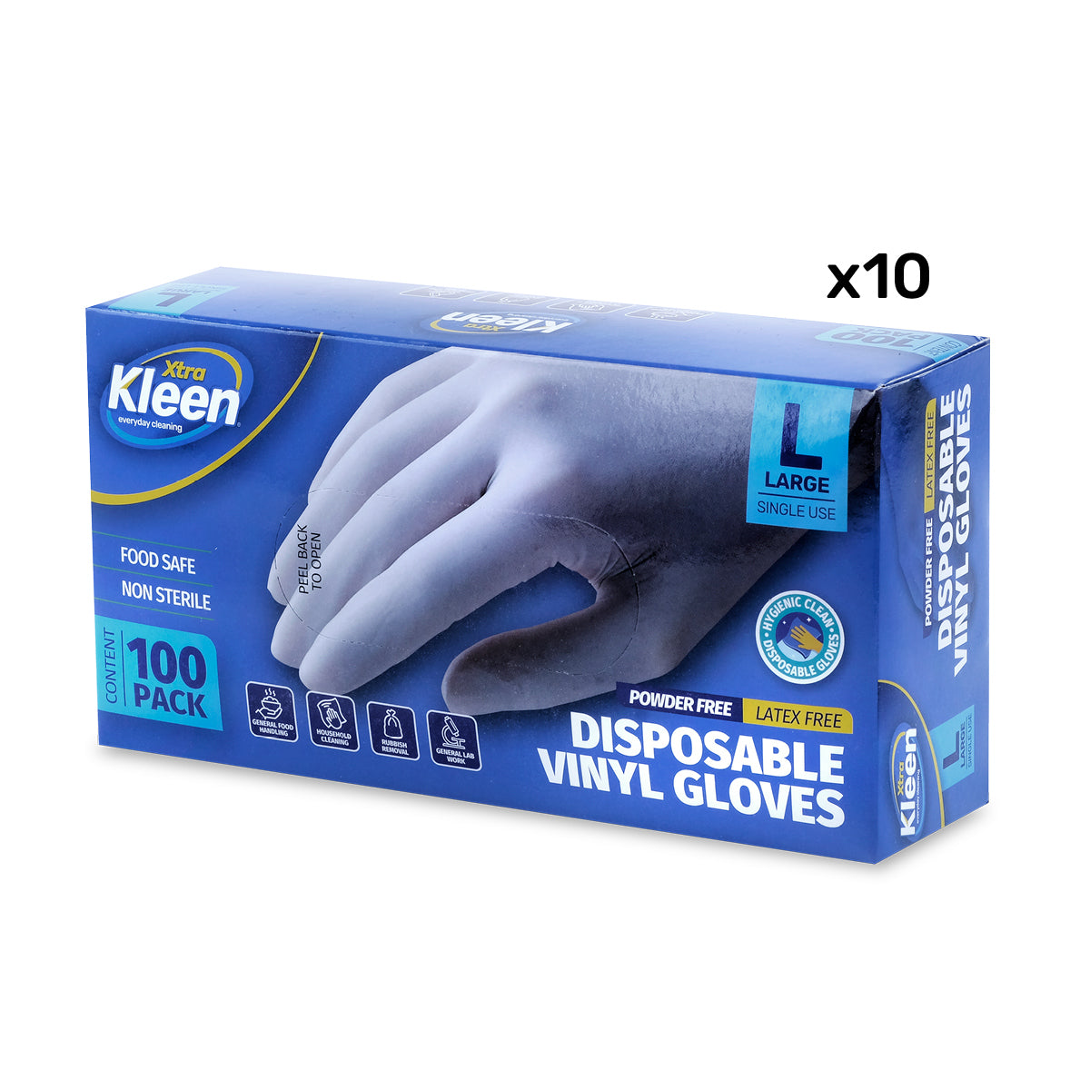 Xtra Kleen 1000PCE Disposable Gloves Latex & Powder Free Food Safe L Size