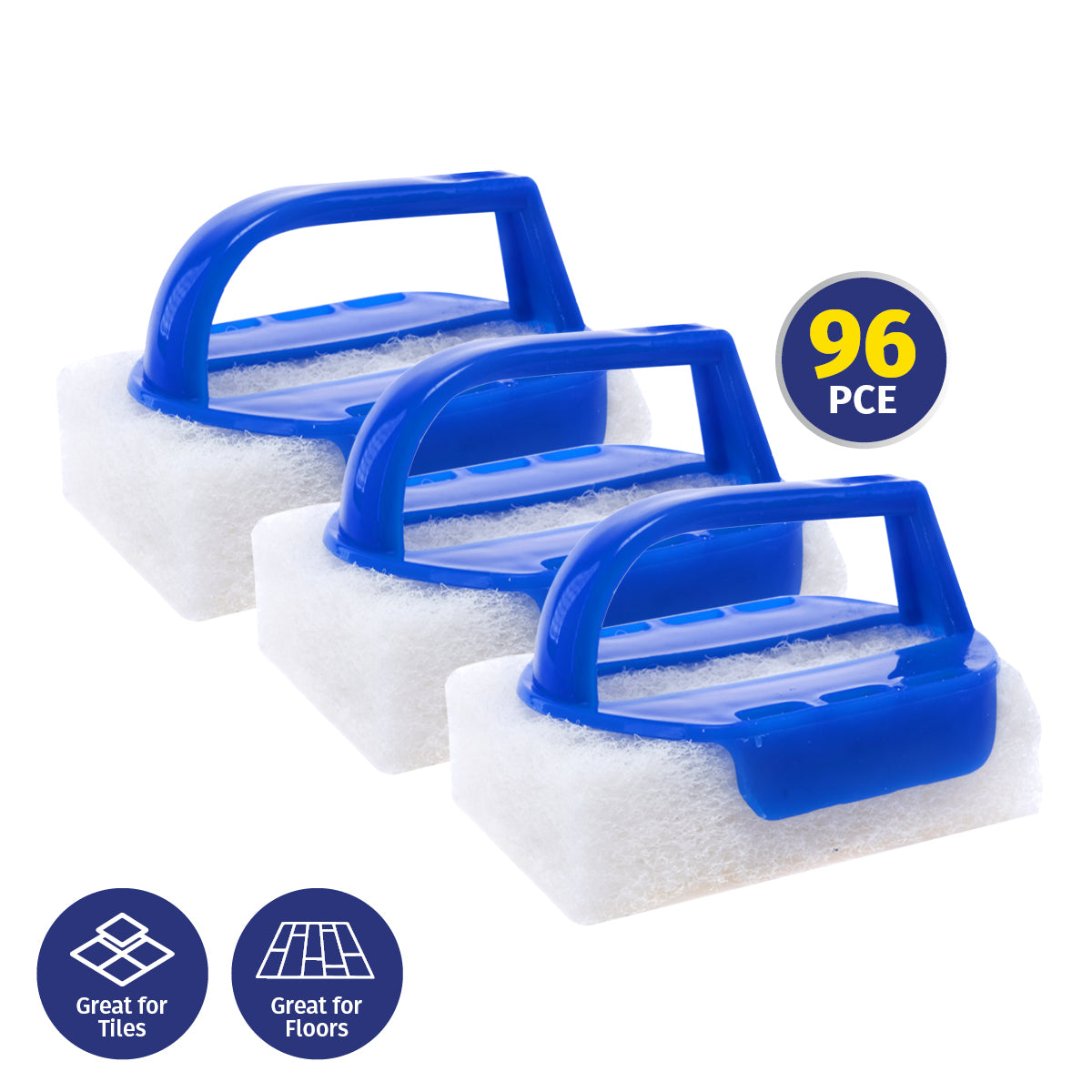 Xtra Kleen 96PCE Scourer Pads Easy Grip Handle Tool Refills Included 7 x 10cm
