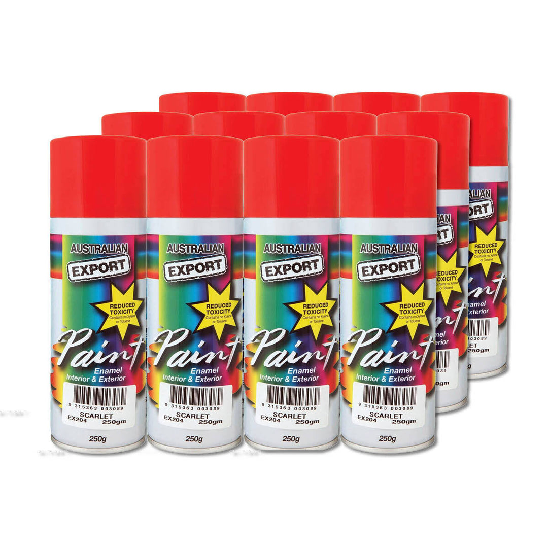 Australian Export 12PK 250gm Aerosol Spray Paint Cans [Colour: Scarlet Red]