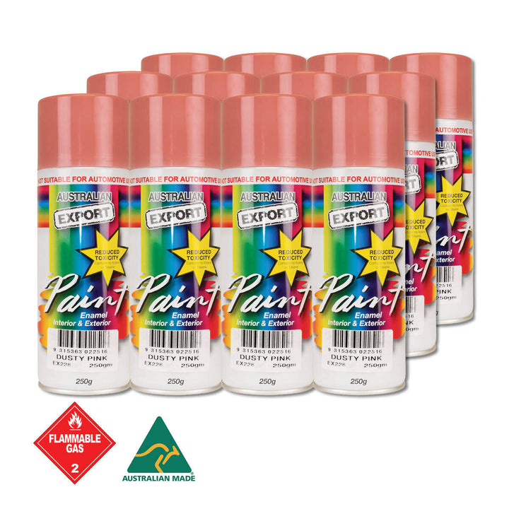 Australian Export 12PK 250gm Aerosol Spray Paint Cans [Colour: Dusty Pink]