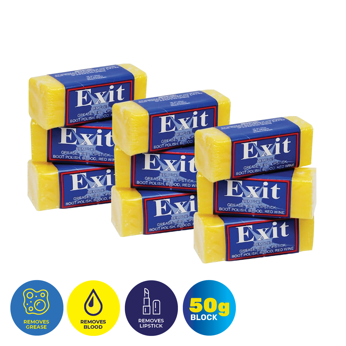 Xtra Kleen 60PCE Exit Soap Instant Stain Remover Blocks Unscented 50g